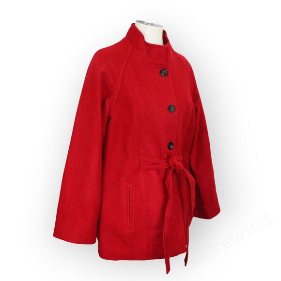 New S/M Pendleton Winter Getaway Coat Jacket MerinoWool MadeInUSA Red ALine - Picture 4 of 16